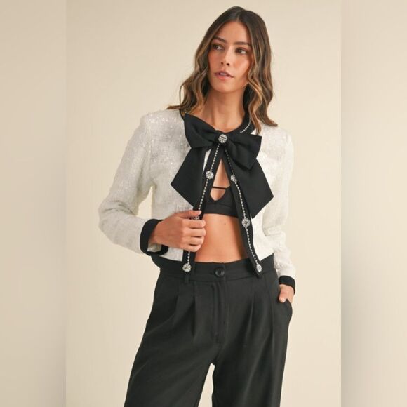 SEQUIN TWEED BOW JACKET- HIGH END - Picture 6 of 13